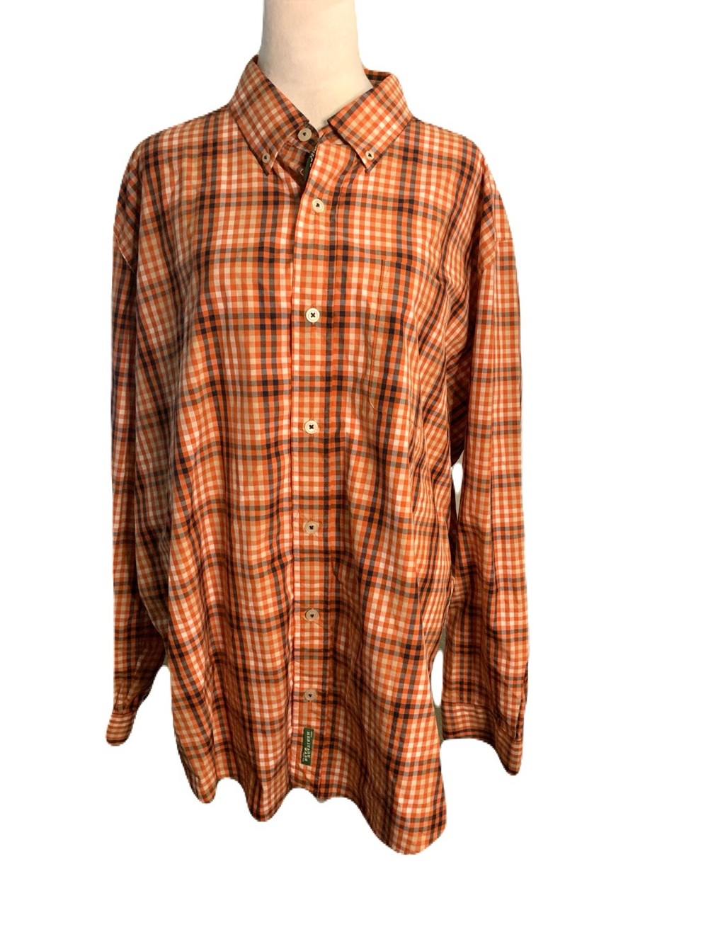 NEW Orvis XL Ember Orange Plaid Button-Down Shirt Classic Fit Heritage Wash